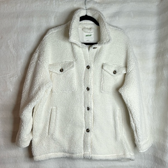 aerie Jackets & Blazers - Aerie Dream Sherpa Jacket Oversized Fall Winter Cozy Button Down - Size Large